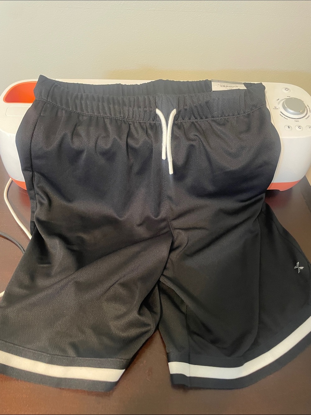 Xersion Black Athletic Shorts with White Drawstring and Hem Trim